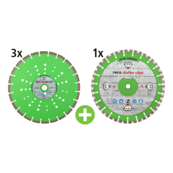 Diamanttrennscheibe diaflex Starter Set BauProfi + ultra Premium &Oslash;350 - diaflex Set BauProfi+ultra Premium 350/20 3+1