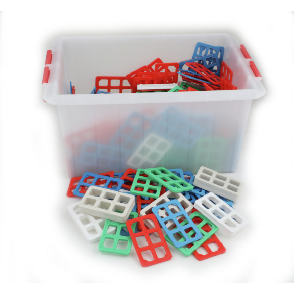 Onderleggers rasterblok assortiment/set - Assortiment onderlegger rasterblokken 80x50 mm, 2-15 mm, kunststof, 200 stuks