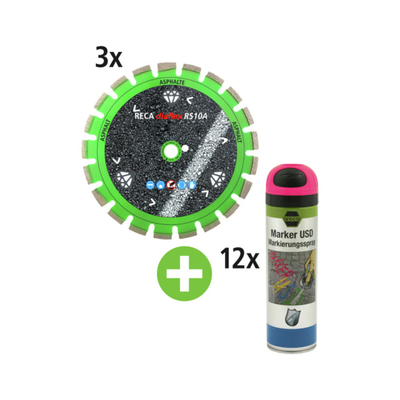 Diamanttrennscheibe diaflex RS10A Ø450/25,4 + Markierungssprays Package - diaflex RS10A SPEZIAL 450/25,4 + Markierungsspray pink