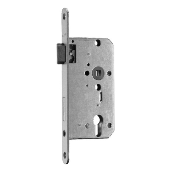 Zimmertür-Einsteckschloss Klasse 2 BB (Buntbart) - Zimmertür-Schloss Kl.2 BB 55/72/8, Stulp 20 rund, silberfarbig lack. rechts