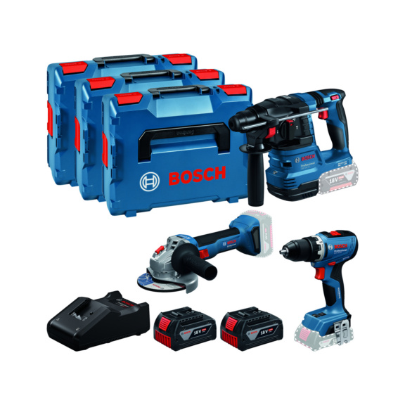 Aktionen mit Akkumaschinen - Bosch 18VProfiSet(GSR+GBH+GWS+2xGBA,GAL,3xL,C) Orgnr.0615A5009G