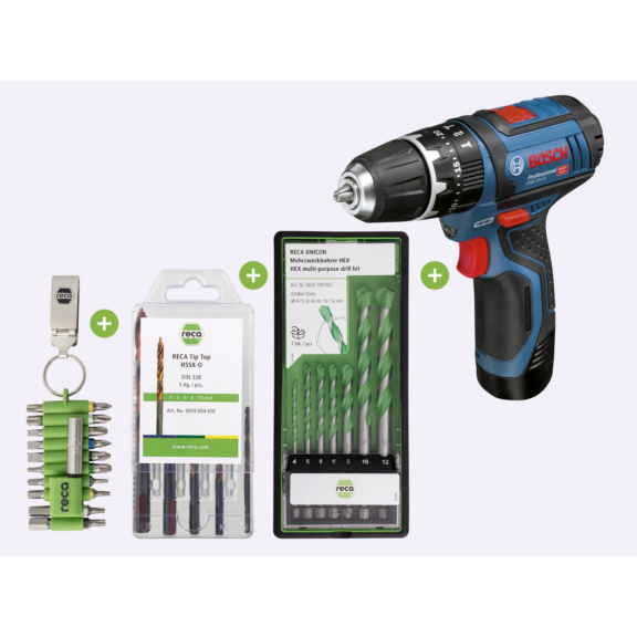 Power Set Drive&Drill+Akku Bohrschrauber Bosch - Power Set Drill & Drive + Bosch Akku Schlagbohrmaschine GSB 12V-15