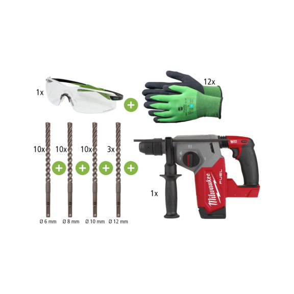 Hammerbohrer+Akku Bohrhammer Power Set Milwaukee - Power Set Hammerbohrer x-twin SDSplus + Akku Bohrhammer Milwaukee