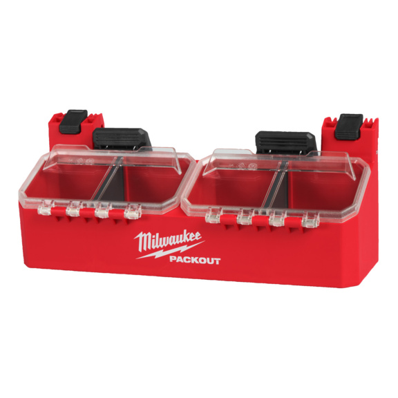 Modulares Aufbewahrungssystem Zubeh&ouml;r Milwaukee PACKOUT - Milwaukee PACKOUT Seitenhalterung mit 2 F&auml;chern und Deckel f&uuml;r PACKOUT Koffer