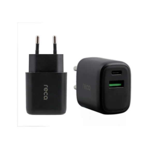 Werkstattleuchten Zubeh&ouml;r - Netz-Adapter Ladeger&auml;t 100-240 Volt AC, schwarz, USB Typ A & C