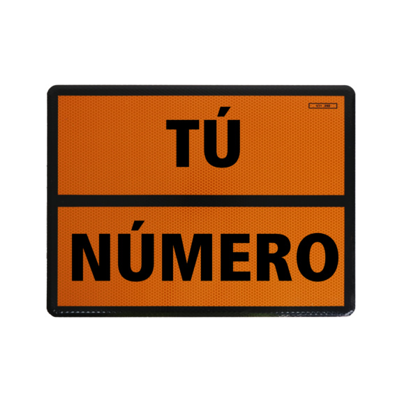 Placa ADR con n&uacute;mero personalizado fijo