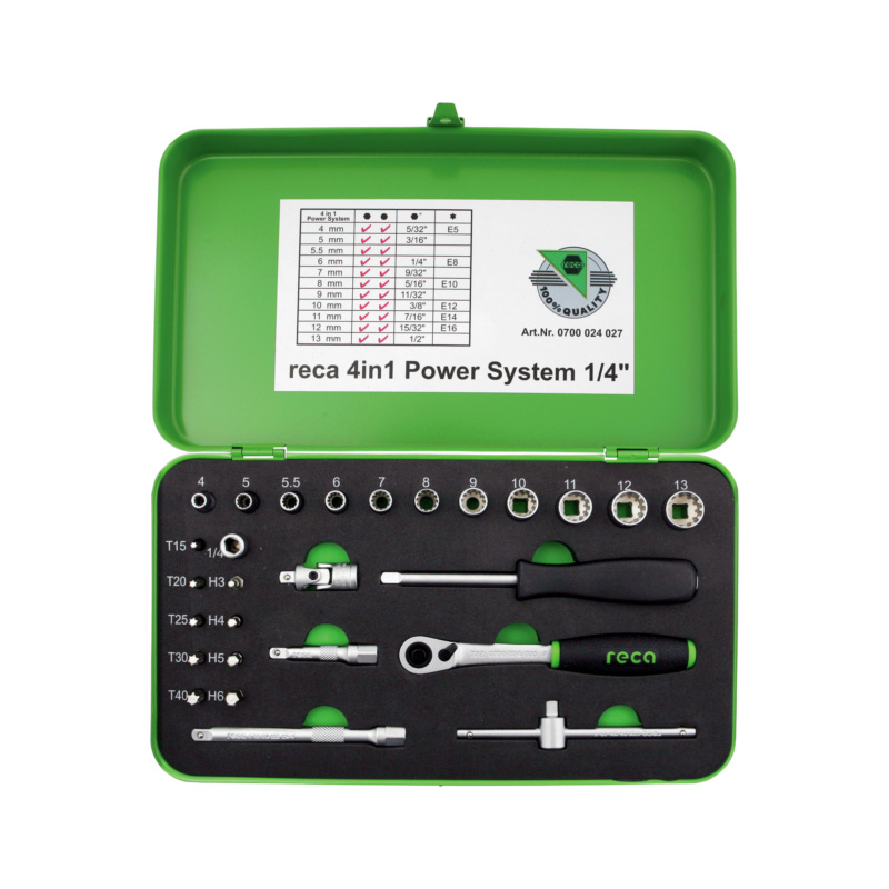 RECA Steckschlüsselsatz 1/4, 24teilig RECA