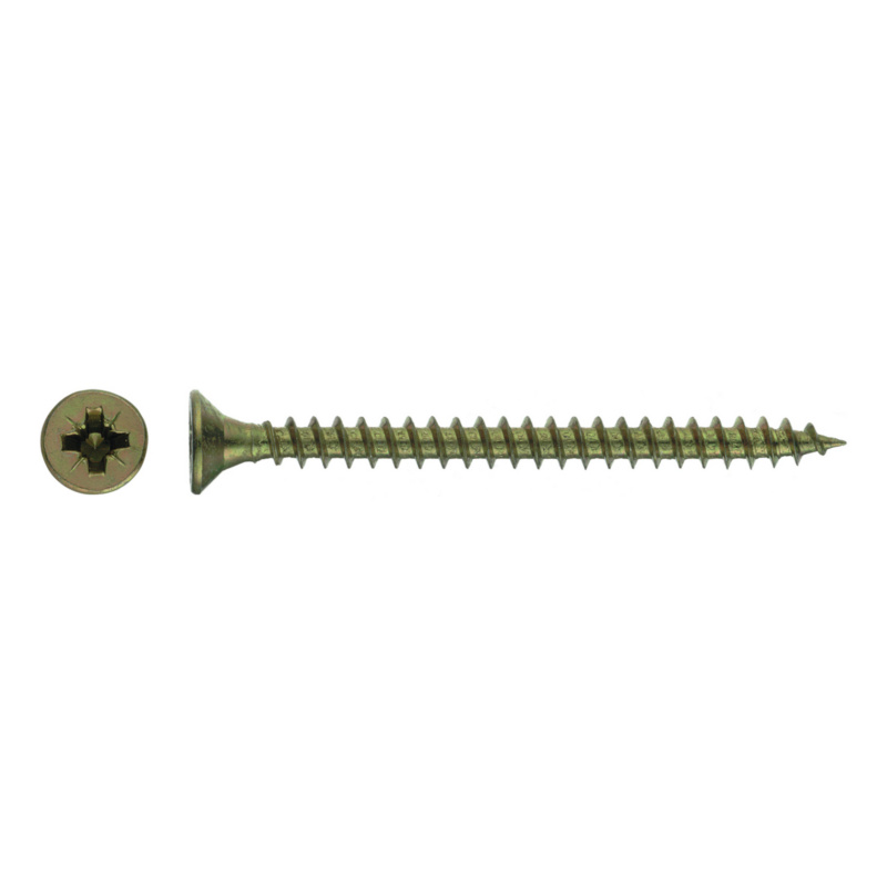 Countersunk head chipboard screw,yellow zinc plated, Pozidriv