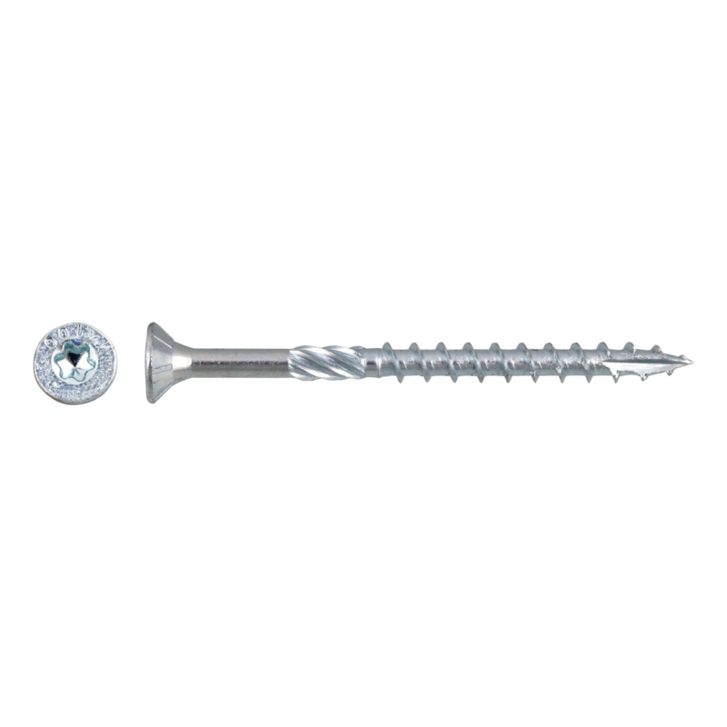PanelFix timber screws with countersunk milling head, cutting notch, zinc-plated steel, with ETA-11/0389 approval from dia. 3.5 mm - PanelFix timber screw with csk. head, zp. steel, ETA-11/0389 8.0x320/80
