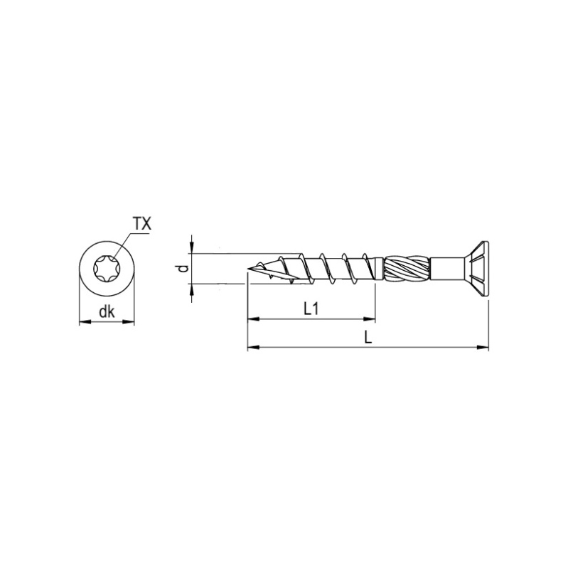 PanelFix timber screws with countersunk milling head, cutting notch, zinc-plated steel, with ETA-11/0389 approval from dia. 3.5 mm - PanelFix timber screw with csk. head, zp. steel, ETA-11/0389 8.0x320/80