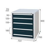 HK Drawer cabinet system 700 S with 5 drawers