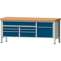 ANKE workbench, model 282 V, solid beech panel, 2000x700x900 mm, RAL 7035/5010