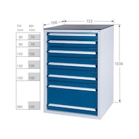 Système darmoire à outils HK 700 S, mod. 32/6 certifié GS, RAL 7035/RAL 5010 |PROMOTION