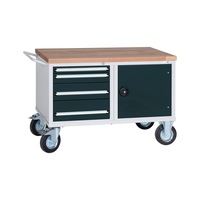 HK workbench trolley, 850 x 1150 x 700 mm, 4 drawers/1 door, RAL 7035/7016