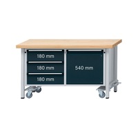 Etabli ANKE mod. 106V 1 500x700x850 mm plateau revêtement univ., RAL 7035/7016