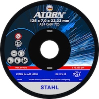 ATORN Disco de desbastar 125 x 7,0 x 22,2 mm resistente, para metales
