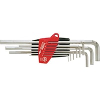 WIHA hexagonal Allen key set, 9 pieces, 1.5–10 mm, long version