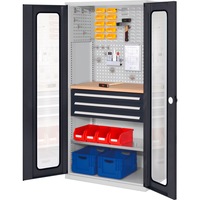 RasterPlan tool cab., mod. 35, HxWxD 1950 x 1000 x 600 mm, doors w. view. win.