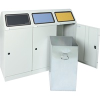 HK Coll. ordures 3x70l, fixe recip. int. zing. galv. HxlxP 1000x1210x380mm