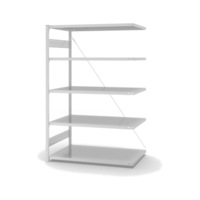 HOFE shlv. rack add-on bay 1,300x800 mm, 5 light grey shelves, load cap. 240 kg
