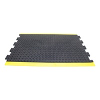 Workplace mat middle piece, LxWxH 900x600x14 mm, black/yellow, natural rubber