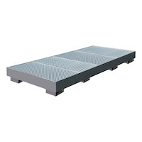 EICHINGER INDUSTRIE Anthracite grey collect. tray w. straight walls w. grating f. 6 drums