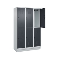 Casier deux niv. C+P Classic PLUS, socle, 6 c. 1 950x1 200x500 mm, RAL 7035/7016