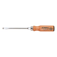 WIHA slotted screwdriver, 14x250 mm, with hexagon and wooden handle