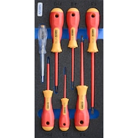 ATORN hard foam insert 345x172x344 mm equipped with VDE screwdrivers, 7 pieces ATORN hard foam insert 345x172x344 mm equipped with VDE screwdrivers, 7 pieces