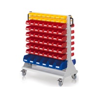 Chariot roulant 74 RAL 7035 avec bacs à bec RASTERPLAN