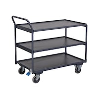 ATORN Table trolley, loading platform 985 x 590 mm, with 3 shelves, upright handle