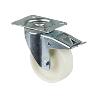 BS ROLLEN Swivel castor, 100 mm diameter, plastic, load capacity 125 kg, with brake