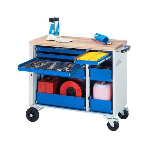 RAU tool trolley 10400 1025x520x890 mm 8 drawers full-extension runner beech top - Workshop trolley