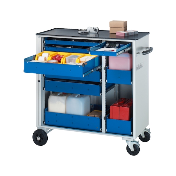 RAU tool trolley 10850 1025x520x1080 mm 9 drawers full-extension runner metal top - Workshop trolley