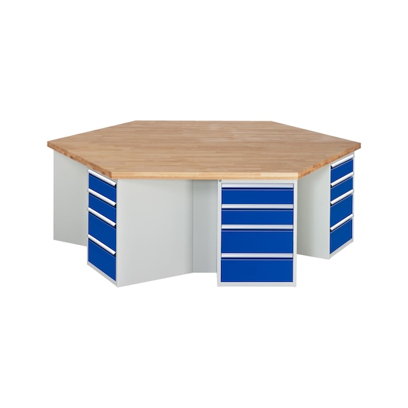 RAU Group workbench 2700x2340x840mm 6x4drawer partial extension Series 498 - Workbench series 4000