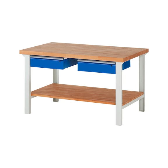 RAU Werkbank 1500x900x840mm 2xSchublade-Teilauszug Serie 7002A7 - Werkbank Serie 7000 Baukastenbauweise