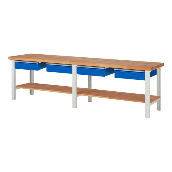 RAU Workbench 3000x700x840mm 4xDrawer Partial Extension Series 7002A7 - Workbench series 7000
