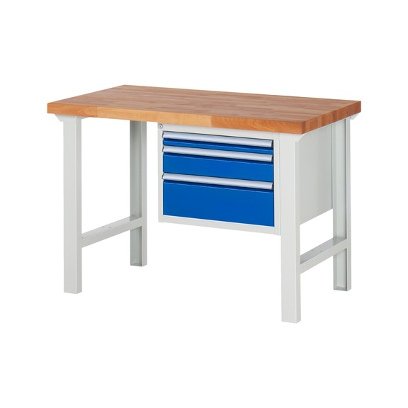 RAU Workbench 1250x700x840mm 3xDrawer Partial Extension Series 7126A1 - Workbench series 7000