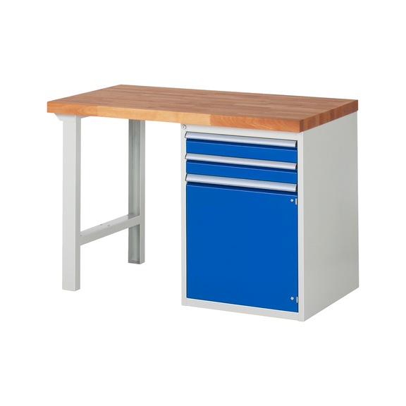 RAU Workbench 1250x700x840mm 2xpartial drawer extension 1xdoor Series 7503A1 - Workbench series 7000