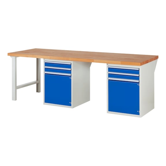 RAU Workbench 2500x900x840mm 4xDrawer Partial Extension 2xDoors Series 7503A8 - Workbench series 7000