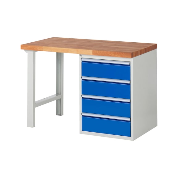 RAU Workbench 1250x700x840mm 4xDrawer Part Pull-out Series 7509A1 - Workbench series 7000