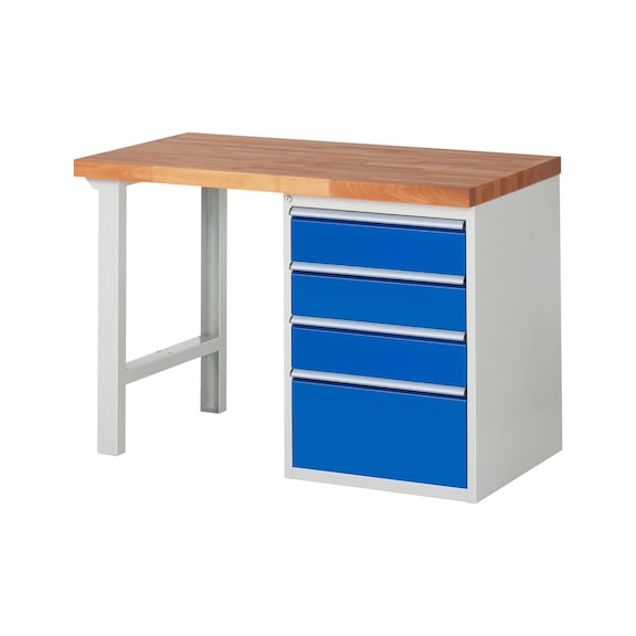 RAU Workbench 1250x700x840mm 4xDrawer Partial Extension Series 7510A1 - Workbench series 7000