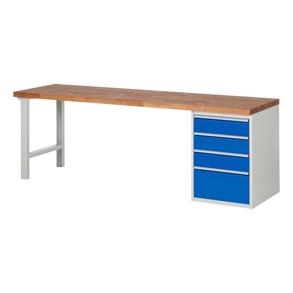 RAU Workbench 2500x700x840mm 4xDrawer Partial Extension Series 7510A1 - Workbench series 7000