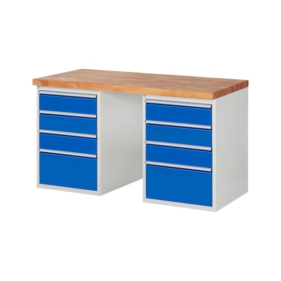 RAU Workbench 1500x700x840mm 8xpartial drawer runner Series 7510A3 - Workbench series 7000