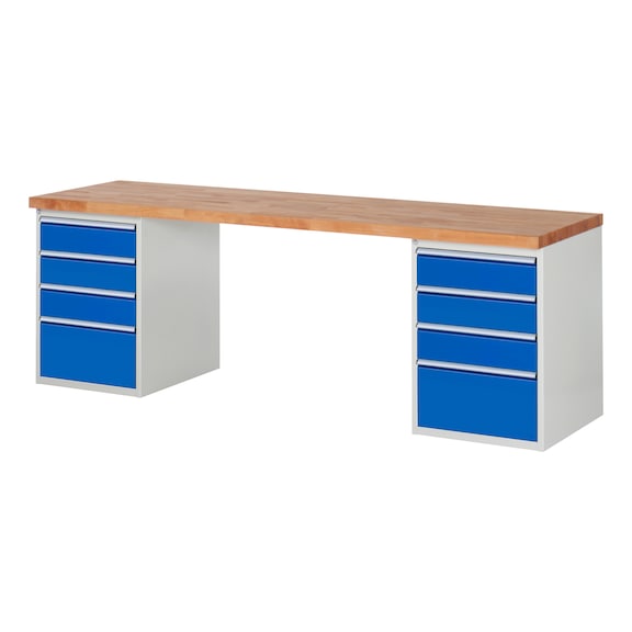 RAU Workbench 2500x700x840mm 8xpartial drawer runner Series 7510A3 - Workbench series 7000