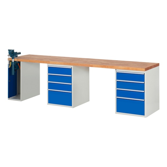 RAU Workbench 3000x700x840mm 8xpartial drawer extension 1xfolding vice lift - Workbench series 7000