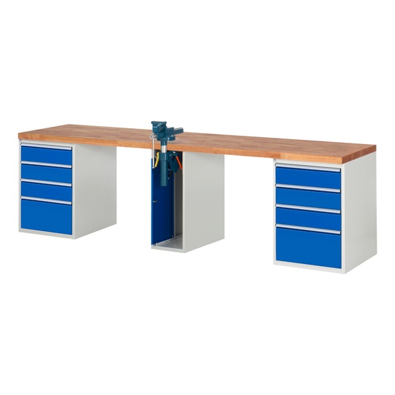 RAU Workbench 3000x700x840mm 10xpartial drawer extension 1xfolding vice lift - Workbench series 7000