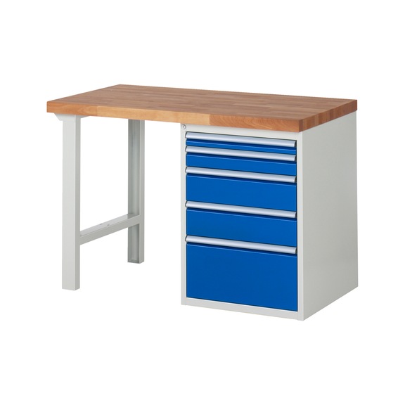 RAU Workbench 1250x700x840mm 5xpartial drawer runner Series 7511A1 - Workbench series 7000
