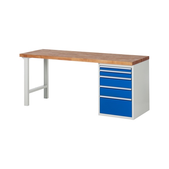RAU Workbench 2000x700x840mm 5xpartial drawer runner Series 7511A1 - Workbench series 7000