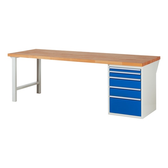RAU Workbench 2500x900x840mm 5xpartial drawer runner Series 7511A1 - Workbench series 7000